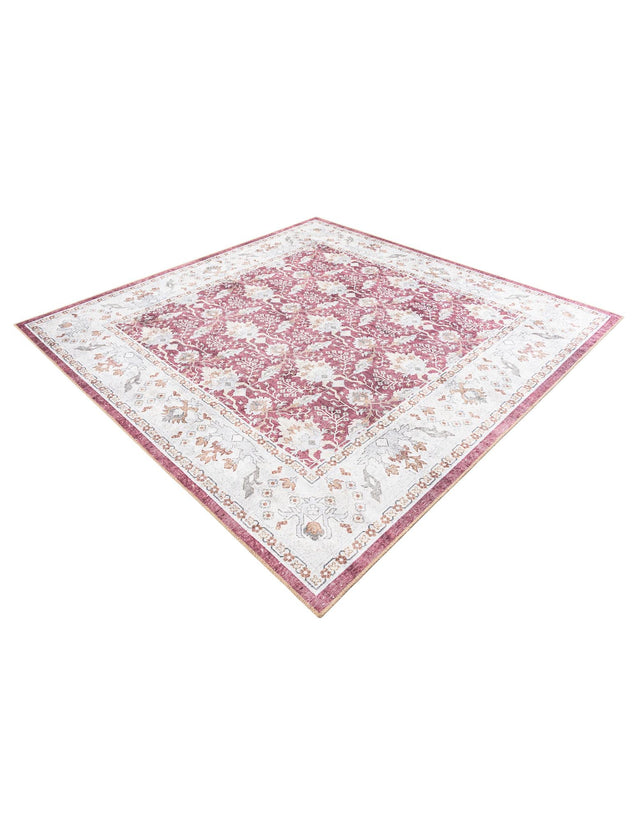 Washable Burgundy Red 7' 10 x 7' 10 Timeless Square Area Rug Easy to Clean Stain Resistant & Durable Traditional Classic Vintage Design Carpet for Sale at Rug Engine