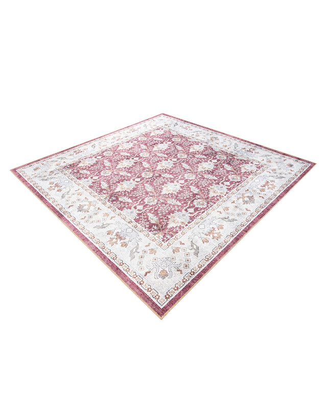 Washable Burgundy Red 7' 10 x 7' 10 Timeless Square Area Rug Easy to Clean Stain Resistant & Durable Traditional Classic Vintage Design Carpet for Sale at Rug Engine