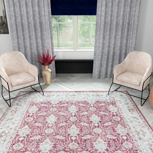 Washable Burgundy Red 7' 10 x 7' 10 Timeless Square Area Rug Easy to Clean Stain Resistant & Durable Traditional Classic Vintage Design Carpet for Sale at Rug Engine
