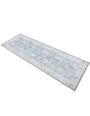 Washable Teal blue 2' x 6' 1 Timeless Runner Area Rug Easy to Clean Stain Resistant & Durable Traditional Classic Vintage Design Carpet for Sale at Rug Engine