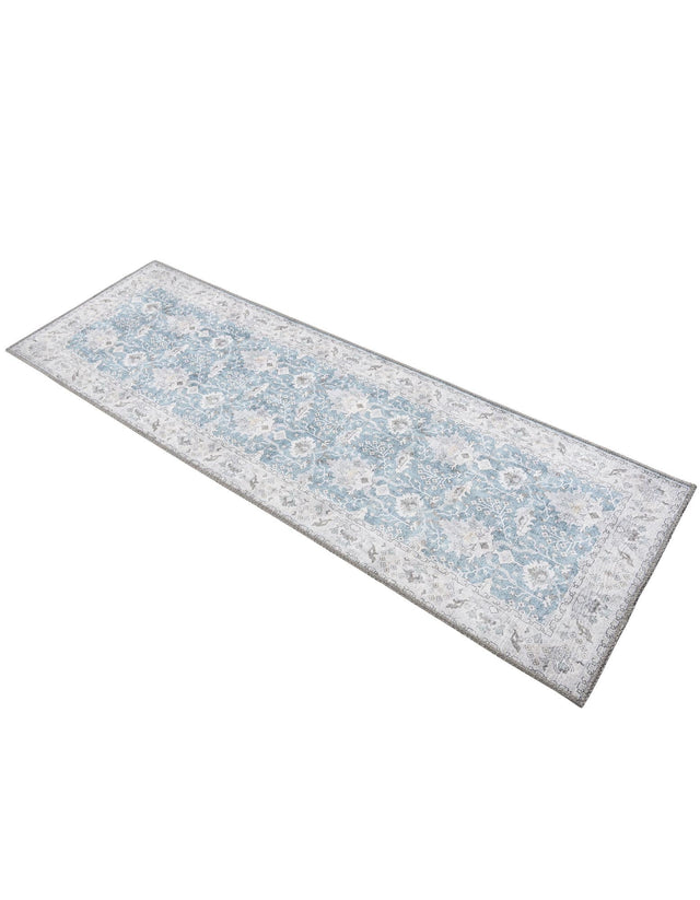 Washable Teal blue 2' x 6' 1 Timeless Runner Area Rug Easy to Clean Stain Resistant & Durable Traditional Classic Vintage Design Carpet for Sale at Rug Engine