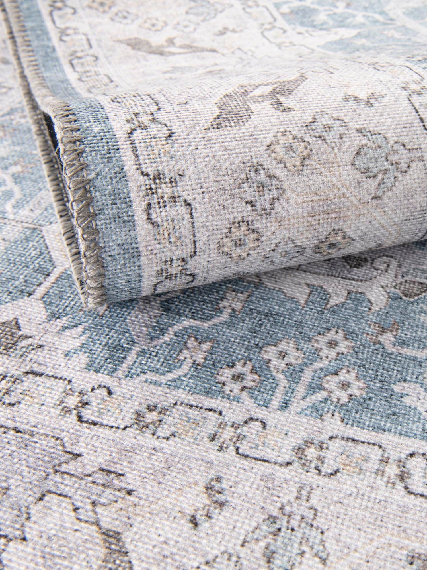 Washable Teal blue 2' x 5' 1 Timeless Runner Area Rug Easy to Clean Stain Resistant & Durable Traditional Classic Vintage Design Carpet for Sale at Rug Engine