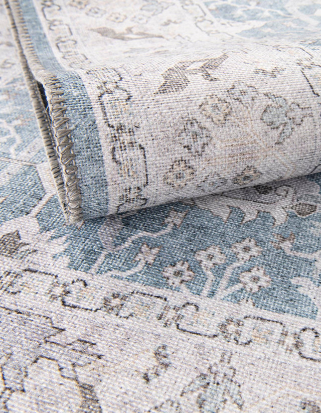 Washable Teal blue 2' 7 x 12' Timeless Runner Area Rug Easy to Clean Stain Resistant & Durable Traditional Classic Vintage Design Carpet for Sale at Rug Engine