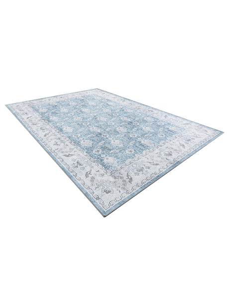 Washable Teal blue 8' 4 x 12' Timeless Rectangle Area Rug Easy to Clean Stain Resistant & Durable Traditional Classic Vintage Design Carpet for Sale at Rug Engine