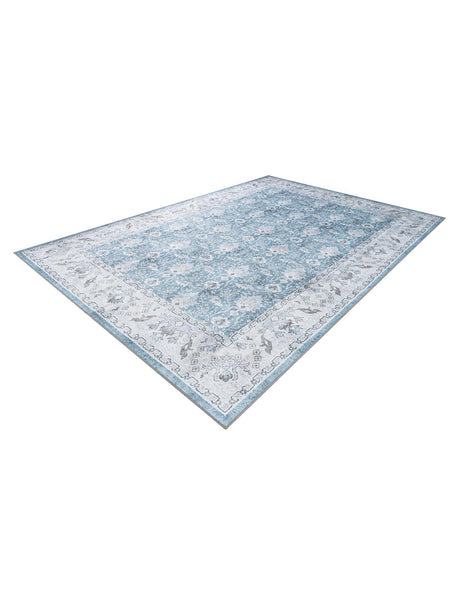 Washable Teal blue 8' 4 x 12' Timeless Rectangle Area Rug Easy to Clean Stain Resistant & Durable Traditional Classic Vintage Design Carpet for Sale at Rug Engine
