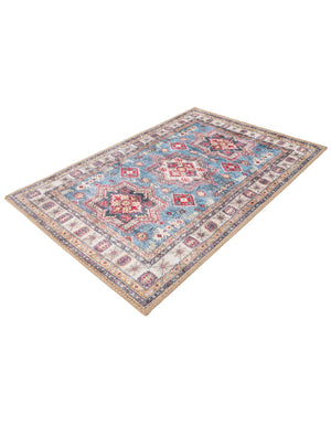 Washable Light Blue 2' x 3' 1 Timeless Rectangle Area Rug Easy to Clean Stain Resistant & Durable Traditional Classic Vintage Design Carpet for Sale at Rug Engine