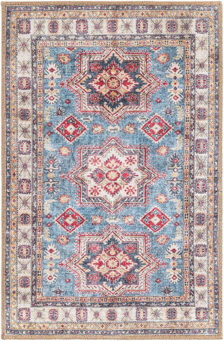 Washable Light Blue 2' x 3' 1 Timeless Rectangle Area Rug Easy to Clean Stain Resistant & Durable Traditional Classic Vintage Design Carpet for Sale at Rug Engine