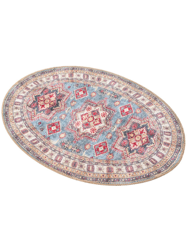 Washable Light Blue 2' x 3' 1 Timeless Oval Area Rug Easy to Clean Stain Resistant & Durable Traditional Classic Vintage Design Carpet for Sale at Rug Engine