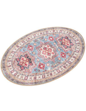 Washable Light Blue 2' x 3' 1 Timeless Oval Area Rug Easy to Clean Stain Resistant & Durable Traditional Classic Vintage Design Carpet for Sale at Rug Engine