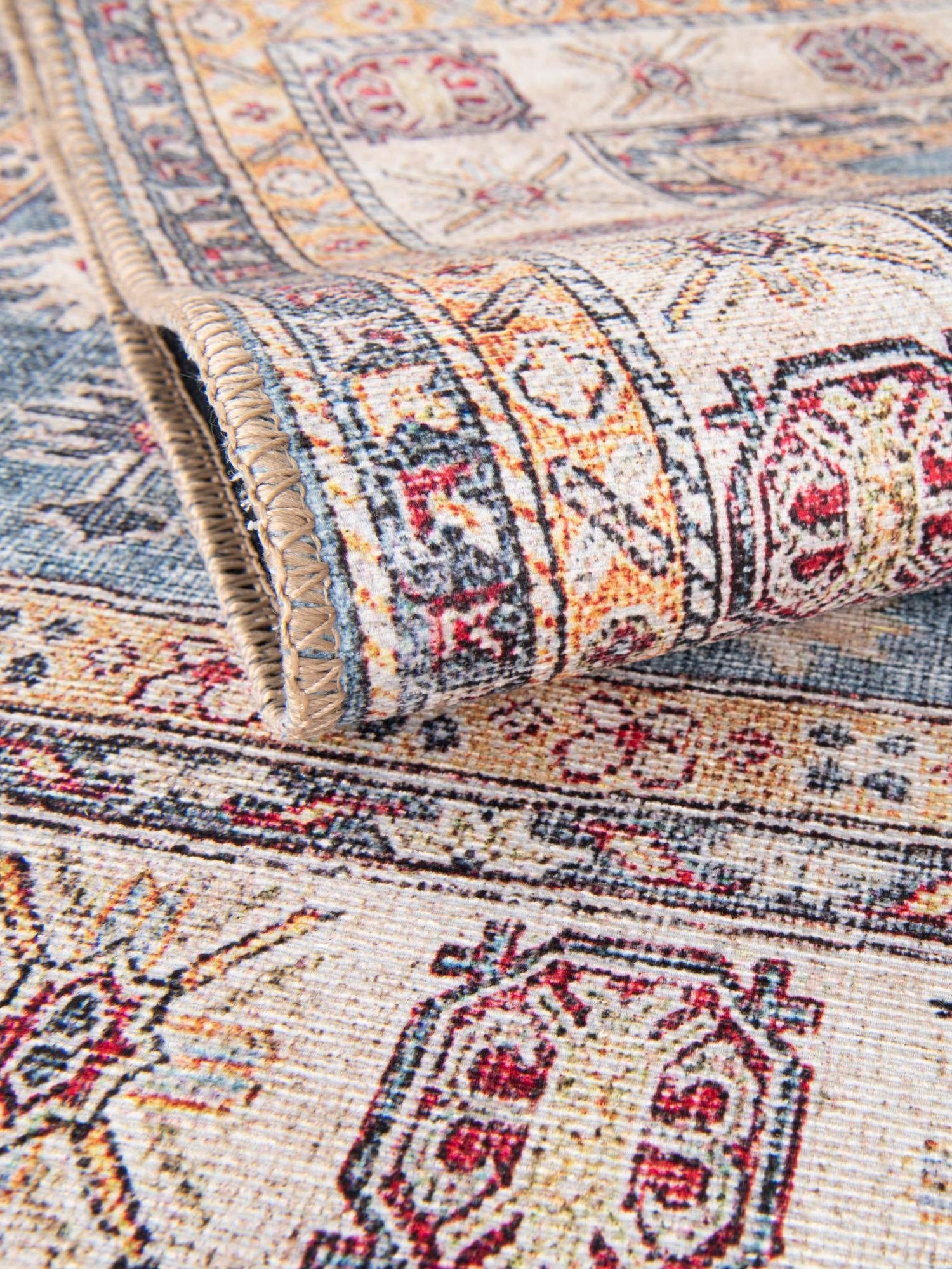 Washable Light Blue 8' 4 x 12' Timeless Rectangle Area Rug Easy to Clean Stain Resistant & Durable Traditional Classic Vintage Design Carpet for Sale at Rug Engine