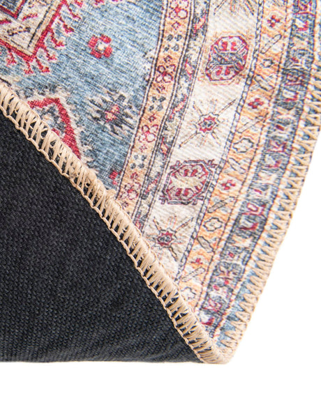 Washable Light Blue 3' 6 x 3' 6 Timeless Round Area Rug Easy to Clean Stain Resistant & Durable Traditional Classic Vintage Design Carpet for Sale at Rug Engine