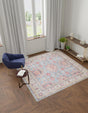Washable Light Blue 7' 10 x 7' 10 Timeless Square Area Rug Easy to Clean Stain Resistant & Durable Traditional Classic Vintage Design Carpet for Sale at Rug Engine