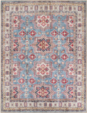 Washable Light Blue 7' 10 x 10' Timeless Rectangle Area Rug Easy to Clean Stain Resistant & Durable Traditional Classic Vintage Design Carpet for Sale at Rug Engine