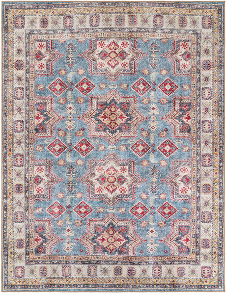 Washable Light Blue 7' 10 x 10' Timeless Rectangle Area Rug Easy to Clean Stain Resistant & Durable Traditional Classic Vintage Design Carpet for Sale at Rug Engine