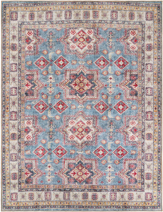 Washable Light Blue 7' 10 x 10' Timeless Rectangle Area Rug Easy to Clean Stain Resistant & Durable Traditional Classic Vintage Design Carpet for Sale at Rug Engine