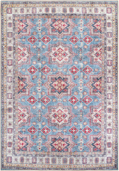 Washable Light Blue 8' 4 x 12' Timeless Rectangle Area Rug Easy to Clean Stain Resistant & Durable Traditional Classic Vintage Design Carpet for Sale at Rug Engine