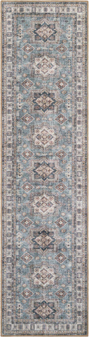 Washable Soft Green 2' 7 x 10' Timeless Runner Area Rug Easy to Clean Stain Resistant & Durable Traditional Classic Vintage Design Carpet for Sale at Rug Engine