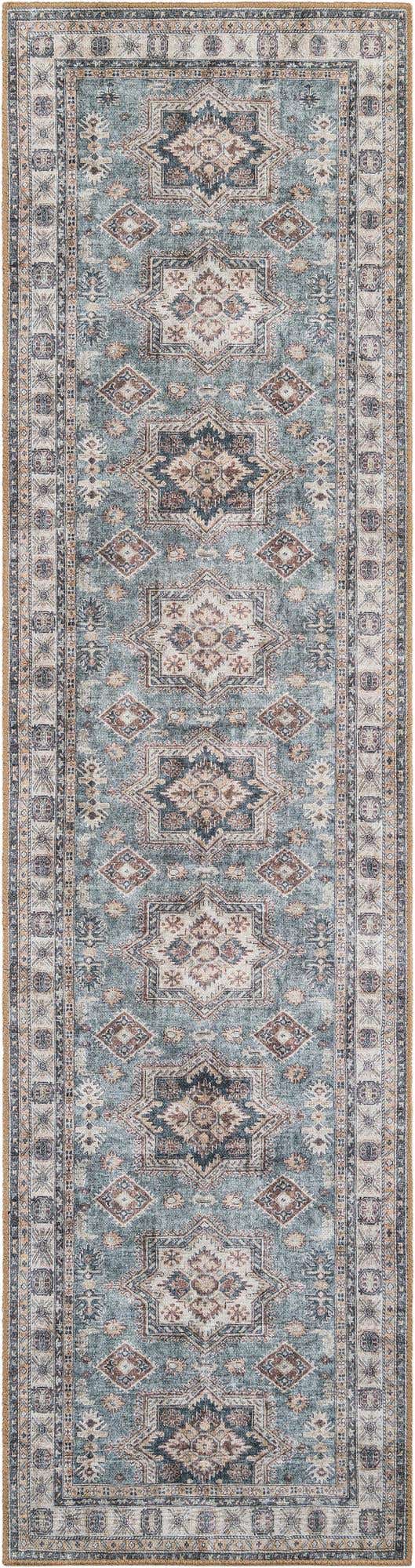 Washable Soft Green 2' 7 x 10' Timeless Runner Area Rug Easy to Clean Stain Resistant & Durable Traditional Classic Vintage Design Carpet for Sale at Rug Engine