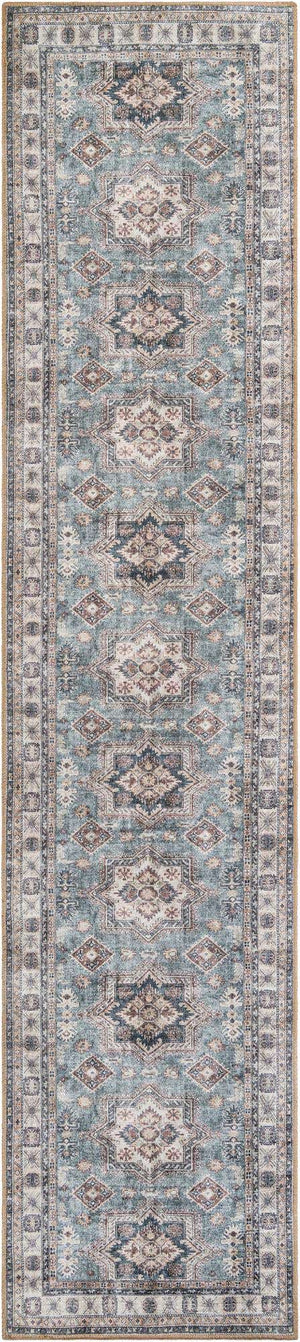 Washable Soft Green 2' 7 x 12' Timeless Runner Area Rug Easy to Clean Stain Resistant & Durable Traditional Classic Vintage Design Carpet for Sale at Rug Engine