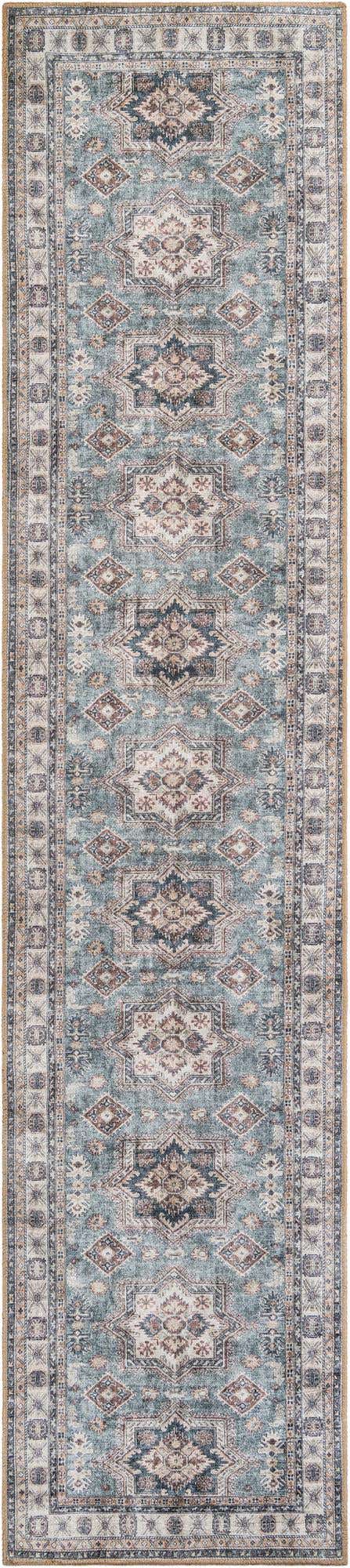 Washable Soft Green 2' 7 x 12' Timeless Runner Area Rug Easy to Clean Stain Resistant & Durable Traditional Classic Vintage Design Carpet for Sale at Rug Engine