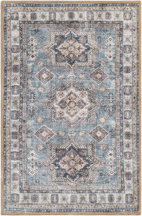 Washable Soft Green 2' x 3' 1 Timeless Rectangle Area Rug Easy to Clean Stain Resistant & Durable Traditional Classic Vintage Design Carpet for Sale at Rug Engine