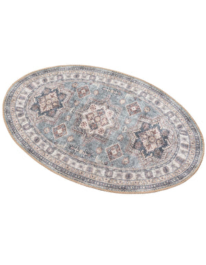 Washable Soft Green 2' x 3' 1 Timeless Oval Area Rug Easy to Clean Stain Resistant & Durable Traditional Classic Vintage Design Carpet for Sale at Rug Engine