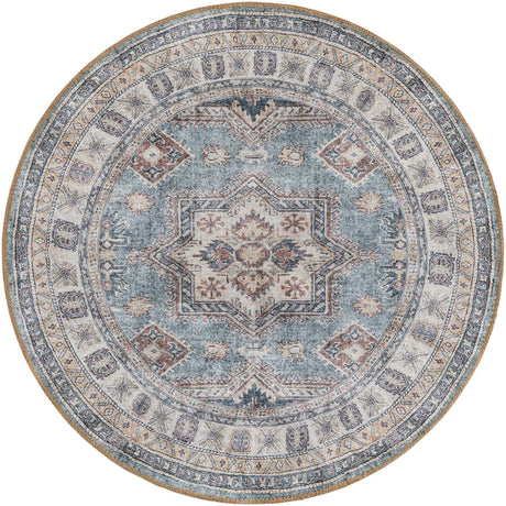 Washable Soft Green 3' 6 x 3' 6 Timeless Round Area Rug Easy to Clean Stain Resistant & Durable Traditional Classic Vintage Design Carpet for Sale at Rug Engine