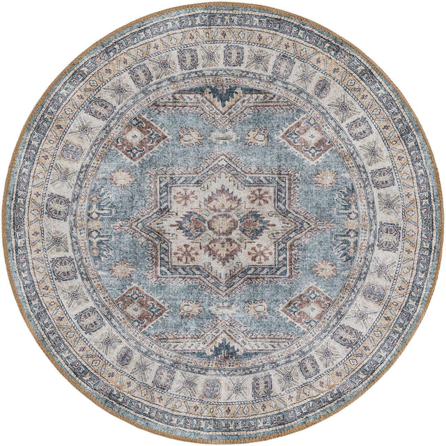 Washable Soft Green 3' 6 x 3' 6 Timeless Round Area Rug Easy to Clean Stain Resistant & Durable Traditional Classic Vintage Design Carpet for Sale at Rug Engine