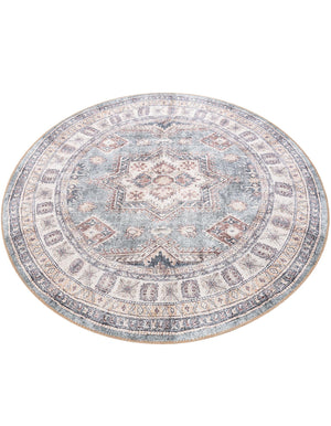 Washable Soft Green 5' 1 x 5' 1 Timeless Round Area Rug Easy to Clean Stain Resistant & Durable Traditional Classic Vintage Design Carpet for Sale at Rug Engine