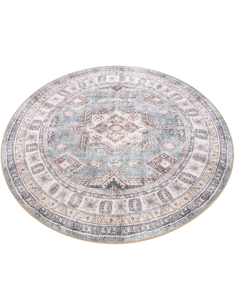 Washable Soft Green 5' 1 x 5' 1 Timeless Round Area Rug Easy to Clean Stain Resistant & Durable Traditional Classic Vintage Design Carpet for Sale at Rug Engine
