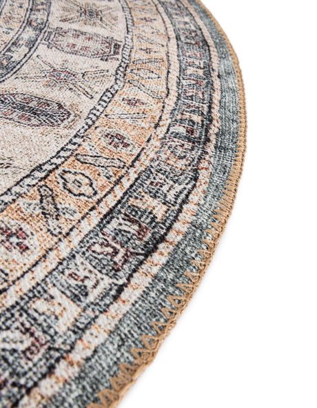 Washable Soft Green 3' 6 x 3' 6 Timeless Round Area Rug Easy to Clean Stain Resistant & Durable Traditional Classic Vintage Design Carpet for Sale at Rug Engine