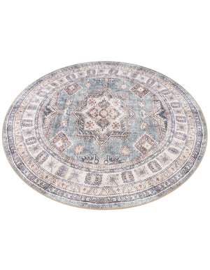Washable Soft Green 5' 1 x 5' 1 Timeless Round Area Rug Easy to Clean Stain Resistant & Durable Traditional Classic Vintage Design Carpet for Sale at Rug Engine