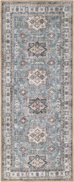Washable Soft Green 2' x 5' 1 Timeless Runner Area Rug Easy to Clean Stain Resistant & Durable Traditional Classic Vintage Design Carpet for Sale at Rug Engine