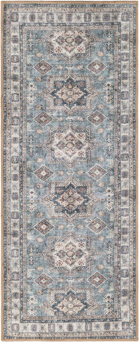 Washable Soft Green 2' x 5' 1 Timeless Runner Area Rug Easy to Clean Stain Resistant & Durable Traditional Classic Vintage Design Carpet for Sale at Rug Engine