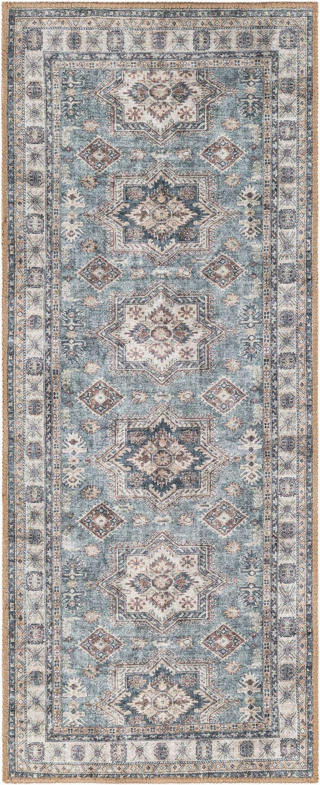 Washable Soft Green 2' x 5' 1 Timeless Runner Area Rug Easy to Clean Stain Resistant & Durable Traditional Classic Vintage Design Carpet for Sale at Rug Engine