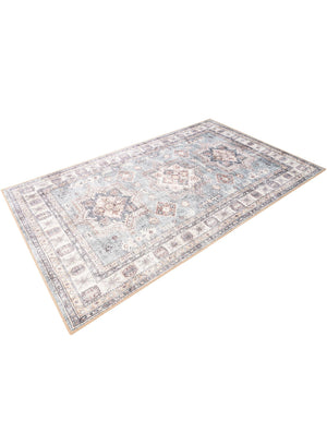Washable Soft Green 5' 1 x 8' Timeless Rectangle Area Rug Easy to Clean Stain Resistant & Durable Traditional Classic Vintage Design Carpet for Sale at Rug Engine