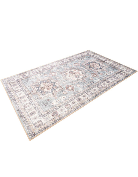 Washable Soft Green 5' 1 x 8' Timeless Rectangle Area Rug Easy to Clean Stain Resistant & Durable Traditional Classic Vintage Design Carpet for Sale at Rug Engine