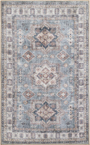 Washable Soft Green 5' 1 x 8' Timeless Rectangle Area Rug Easy to Clean Stain Resistant & Durable Traditional Classic Vintage Design Carpet for Sale at Rug Engine