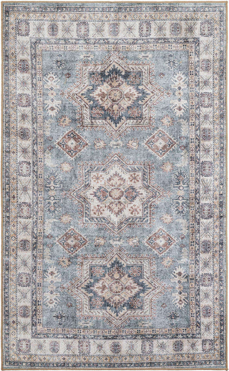 Washable Soft Green 5' 1 x 8' Timeless Rectangle Area Rug Easy to Clean Stain Resistant & Durable Traditional Classic Vintage Design Carpet for Sale at Rug Engine