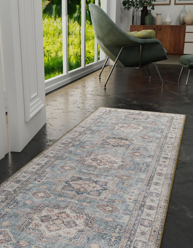Washable Soft Green 2' 7 x 12' Timeless Runner Area Rug Easy to Clean Stain Resistant & Durable Traditional Classic Vintage Design Carpet for Sale at Rug Engine