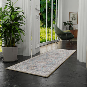 Washable Soft Green 2' 7 x 12' Timeless Runner Area Rug Easy to Clean Stain Resistant & Durable Traditional Classic Vintage Design Carpet for Sale at Rug Engine