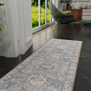 Washable Soft Green 2' 7 x 12' Timeless Runner Area Rug Easy to Clean Stain Resistant & Durable Traditional Classic Vintage Design Carpet for Sale at Rug Engine