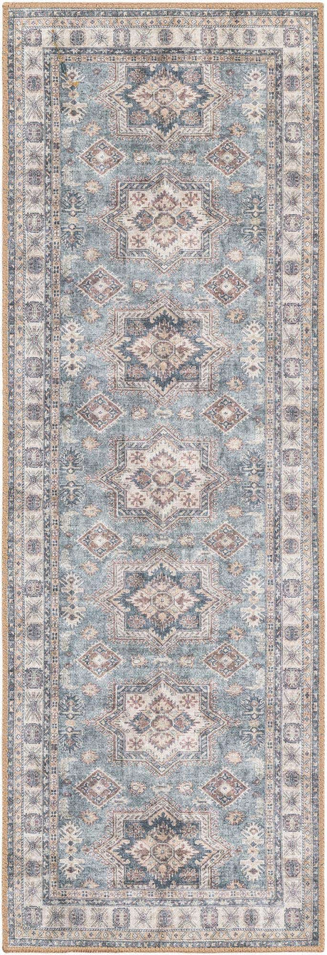 Washable Soft Green 2' x 6' 1 Timeless Runner Area Rug Easy to Clean Stain Resistant & Durable Traditional Classic Vintage Design Carpet for Sale at Rug Engine