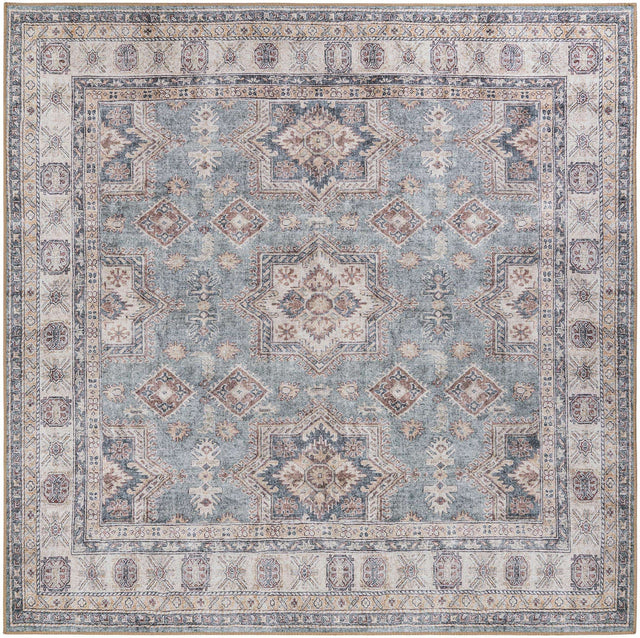 Washable Soft Green 7' 10 x 7' 10 Timeless Square Area Rug Easy to Clean Stain Resistant & Durable Traditional Classic Vintage Design Carpet for Sale at Rug Engine