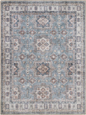 Washable Soft Green 7' 10 x 10' Timeless Rectangle Area Rug Easy to Clean Stain Resistant & Durable Traditional Classic Vintage Design Carpet for Sale at Rug Engine