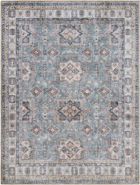 Washable Soft Green 7' 10 x 10' Timeless Rectangle Area Rug Easy to Clean Stain Resistant & Durable Traditional Classic Vintage Design Carpet for Sale at Rug Engine