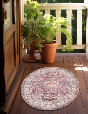 Washable Antique Rose Pink 2' x 3' 1 Timeless Oval Area Rug Easy to Clean Stain Resistant & Durable Traditional Classic Vintage Design Carpet for Sale at Rug Engine