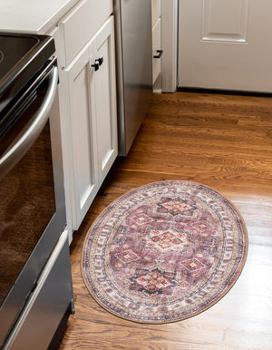 Washable Antique Rose Pink 2' x 3' 1 Timeless Oval Area Rug Easy to Clean Stain Resistant & Durable Traditional Classic Vintage Design Carpet for Sale at Rug Engine