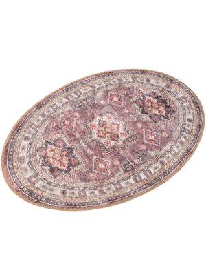 Washable Antique Rose Pink 2' x 3' 1 Timeless Oval Area Rug Easy to Clean Stain Resistant & Durable Traditional Classic Vintage Design Carpet for Sale at Rug Engine