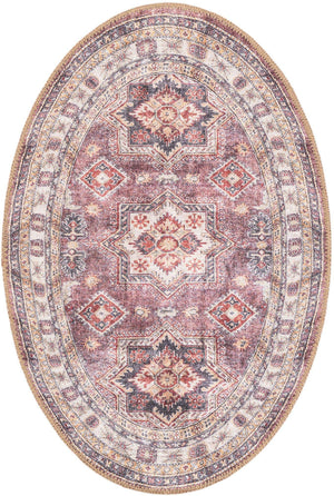 Washable Antique Rose Pink 2' x 3' 1 Timeless Oval Area Rug Easy to Clean Stain Resistant & Durable Traditional Classic Vintage Design Carpet for Sale at Rug Engine
